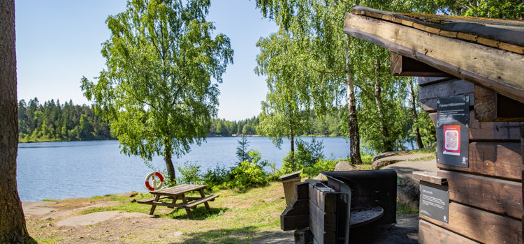 Vy över vindskyddet "Solsidan" på Billingen