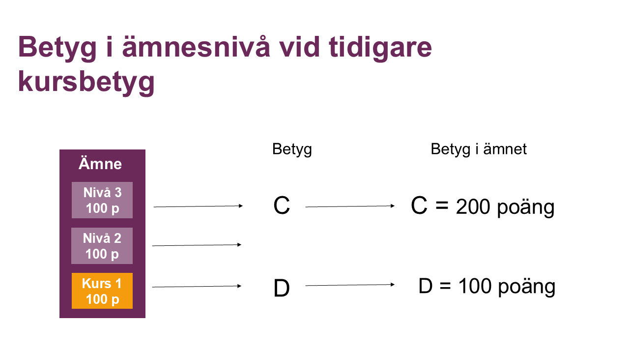 Betyg i kurs och på ämnesnivå