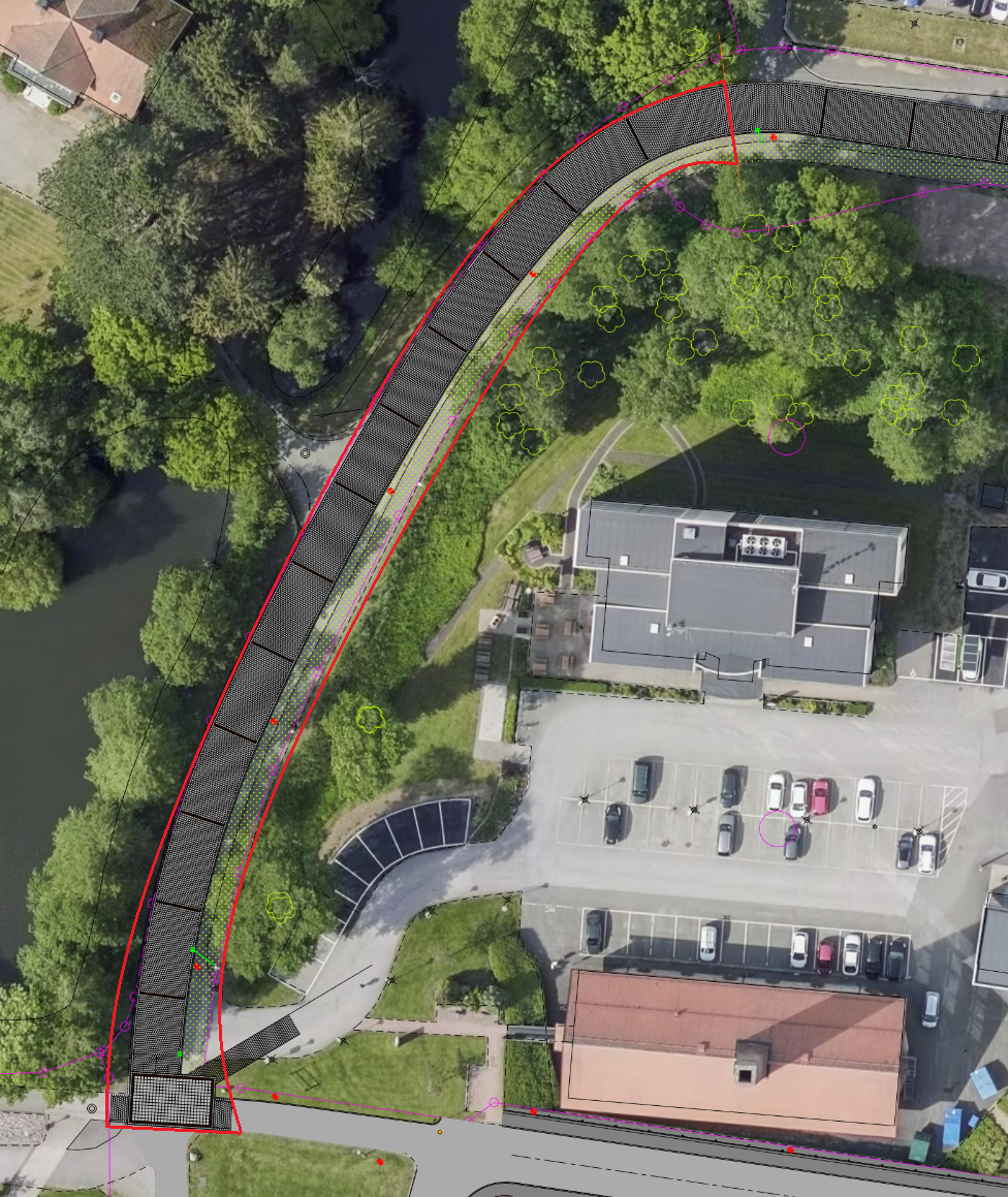 Skiss över ändringar på karta sedd ovanifrån